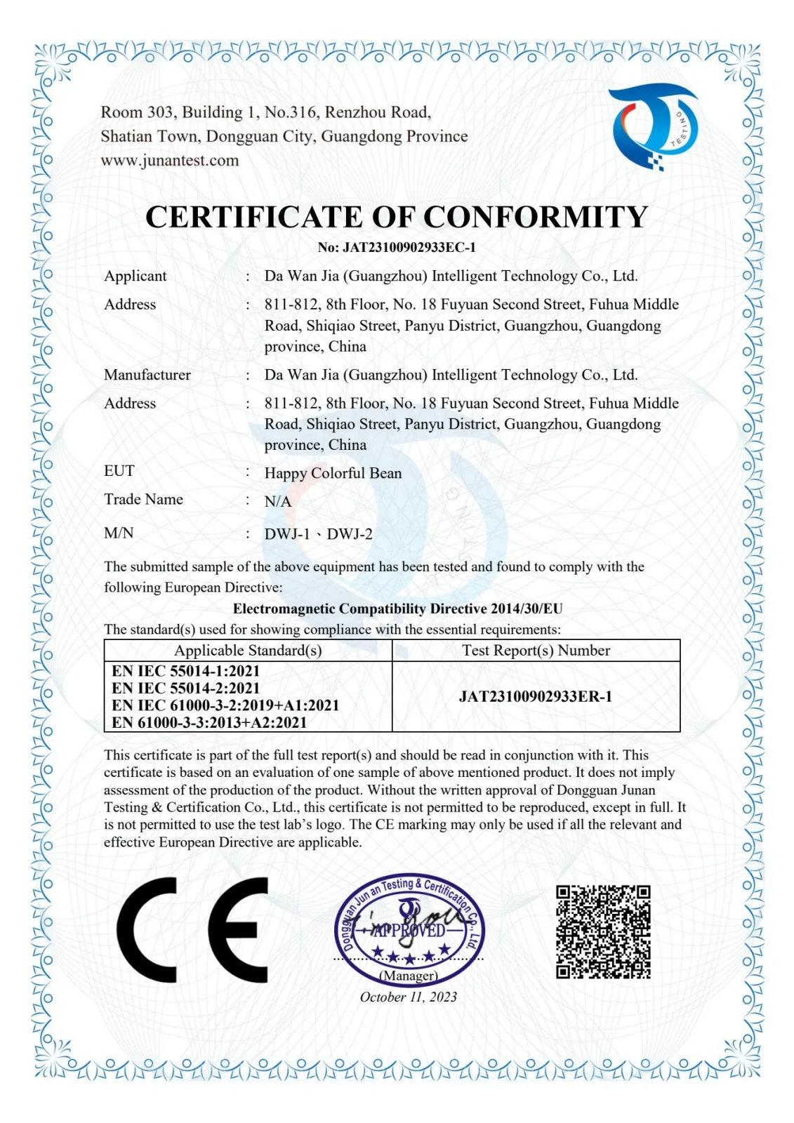 CE-EMC Certificate