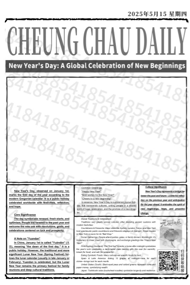 Cheung Chau Daily newspaper photo template