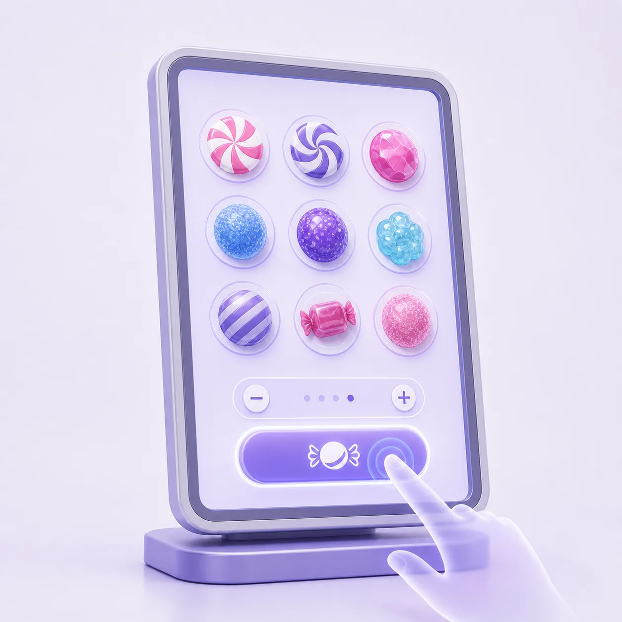 Concept illustration of a large touchscreen candy selection interface
